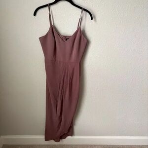 Lulu's Mauve Midi Dress with Spaghetti Straps
